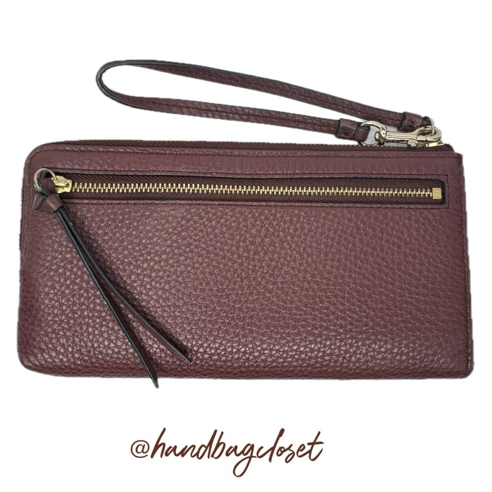 Coach Burgundy Oxblood Grain Leather Wristlet Wallet - Picture 8 of 12